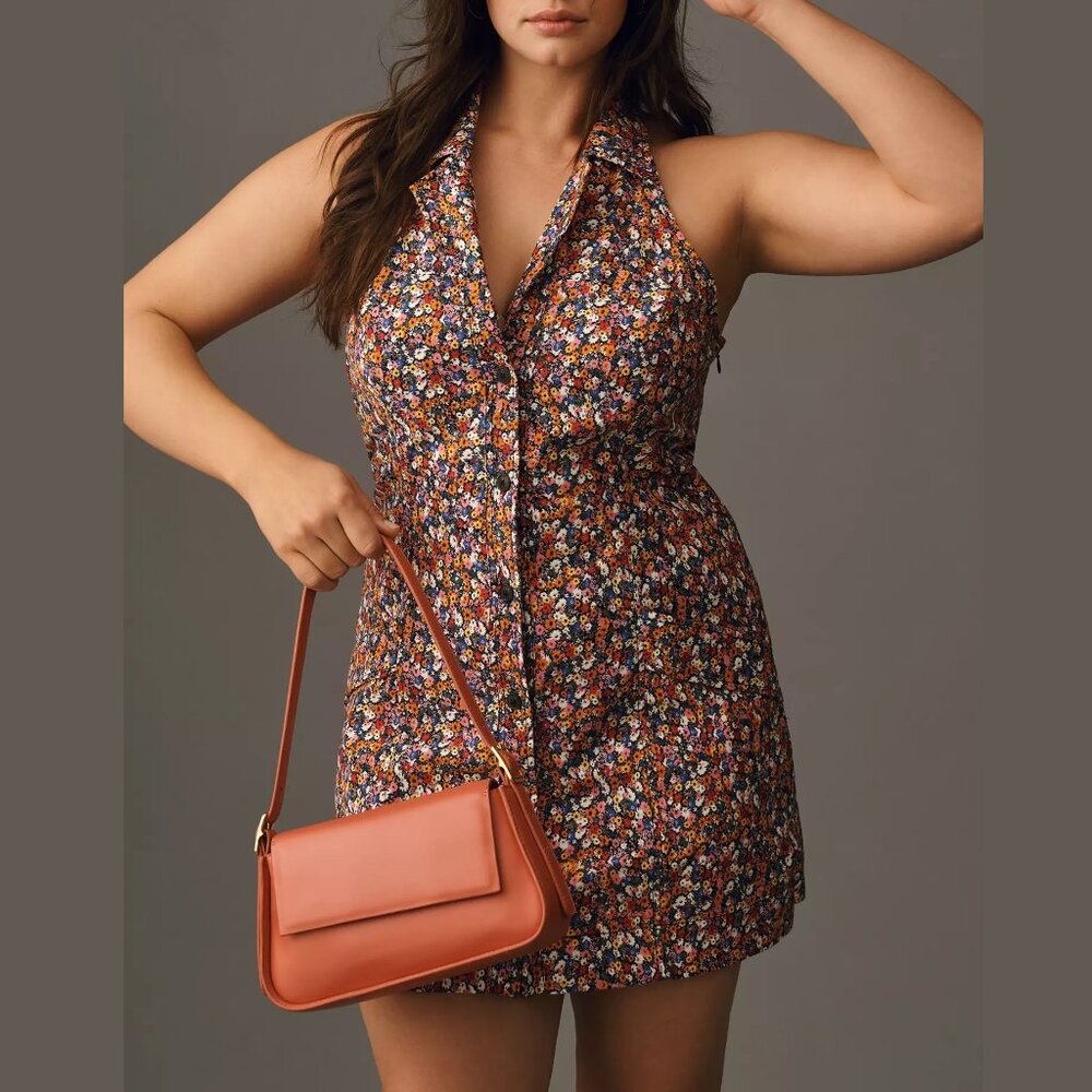 Anthropologie Maeve The Amelia Collared Mini Dress Pink Combo Floral Print 3X